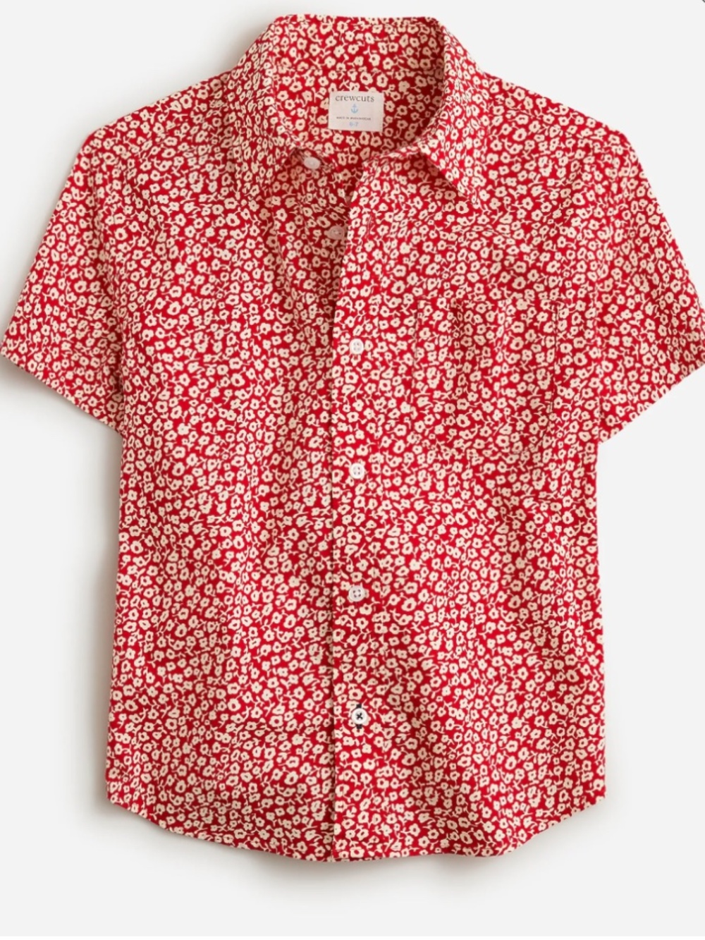 J. Crew Boys Printed Short-sleeve stretch poplin Button-front Shirt - Size 8